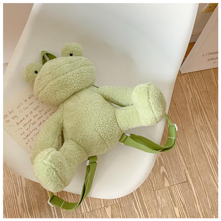 Kids Cartoon Plush Frog School Bag With Soft Material And Ergonomic Shoulder Straps