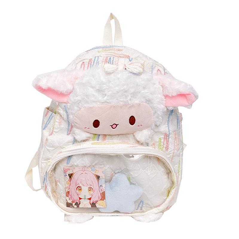 Schoolbag high value cute small wool fleece backpack winter new female college student schoolbag large capacity commuter backpack