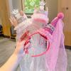 INS Tulle Princess Crown Birthday Hat with Veil - Pink Beige
