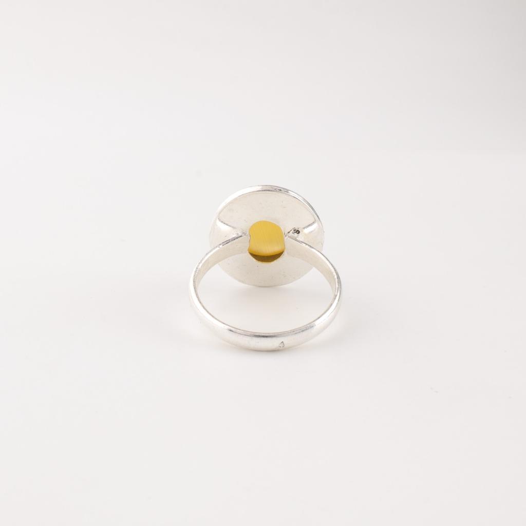 Yellow Cat's Eye Gemstone 925 Sterling Silver Jewelry Handmade Birthday Ring RR-62-41