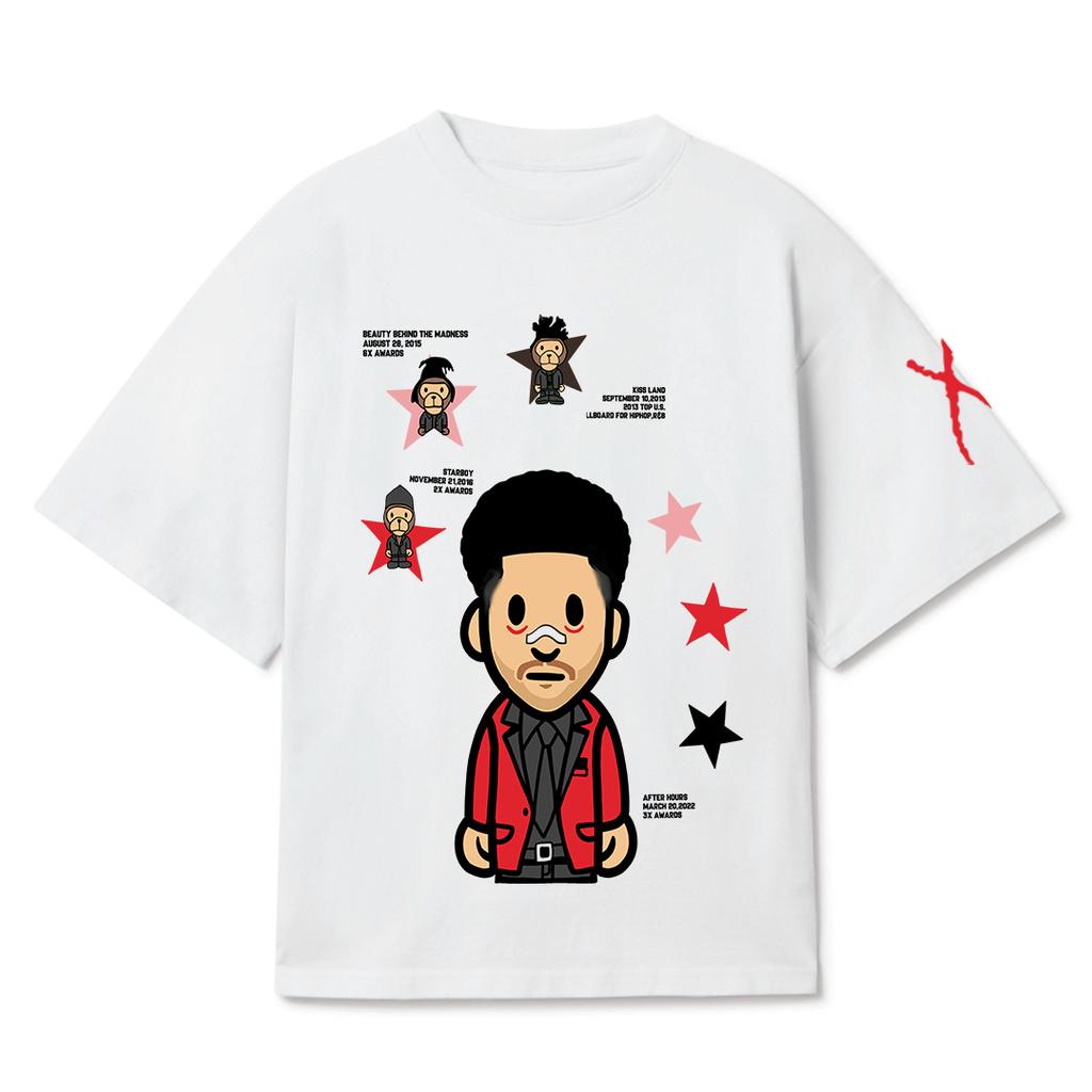 Street Hip Hop Men Cotton T-shirt The Weeknd Printed T-Shirt Casual Cotton High Quality Short Sleeve Male Female Clothing High Streetwear Top Tee