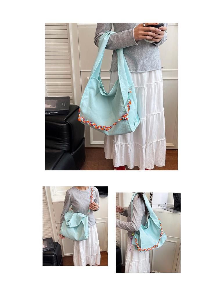 Trendy Nylon Crossbody Bag with Colorful Weaving, Large Capacity, Versatile as Tote, Shoulder, or Underarm Bag