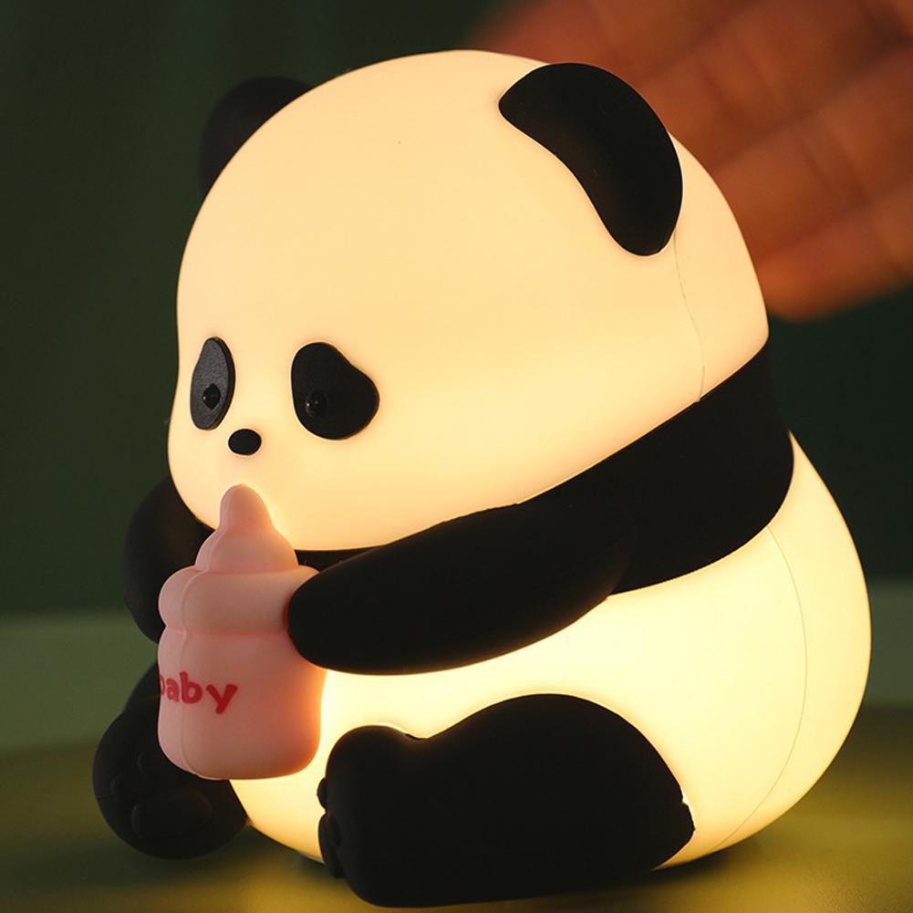 Cute Panda Silicone Lamp USB Rechargeable Timing Pat Sensor LED Night Light Bedside Decor Kids Birthday Gift