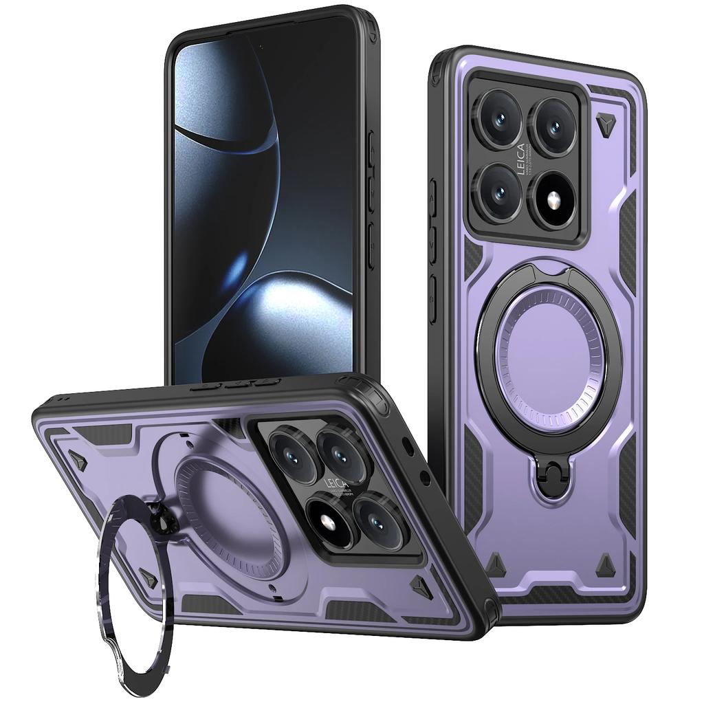 Armor Enhance Magnetic Ring Stand Case for Xiaomi 14T Pro POCO C75 C65 C55 X6/M6 Pro 4G 5G PC+TPU Magsafe Wireless Charge Cover