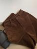CHAO-Level Brown Corduroy Slim Straight-Leg Pants, Maillard Style Velvet Wide-Leg Women's Wear