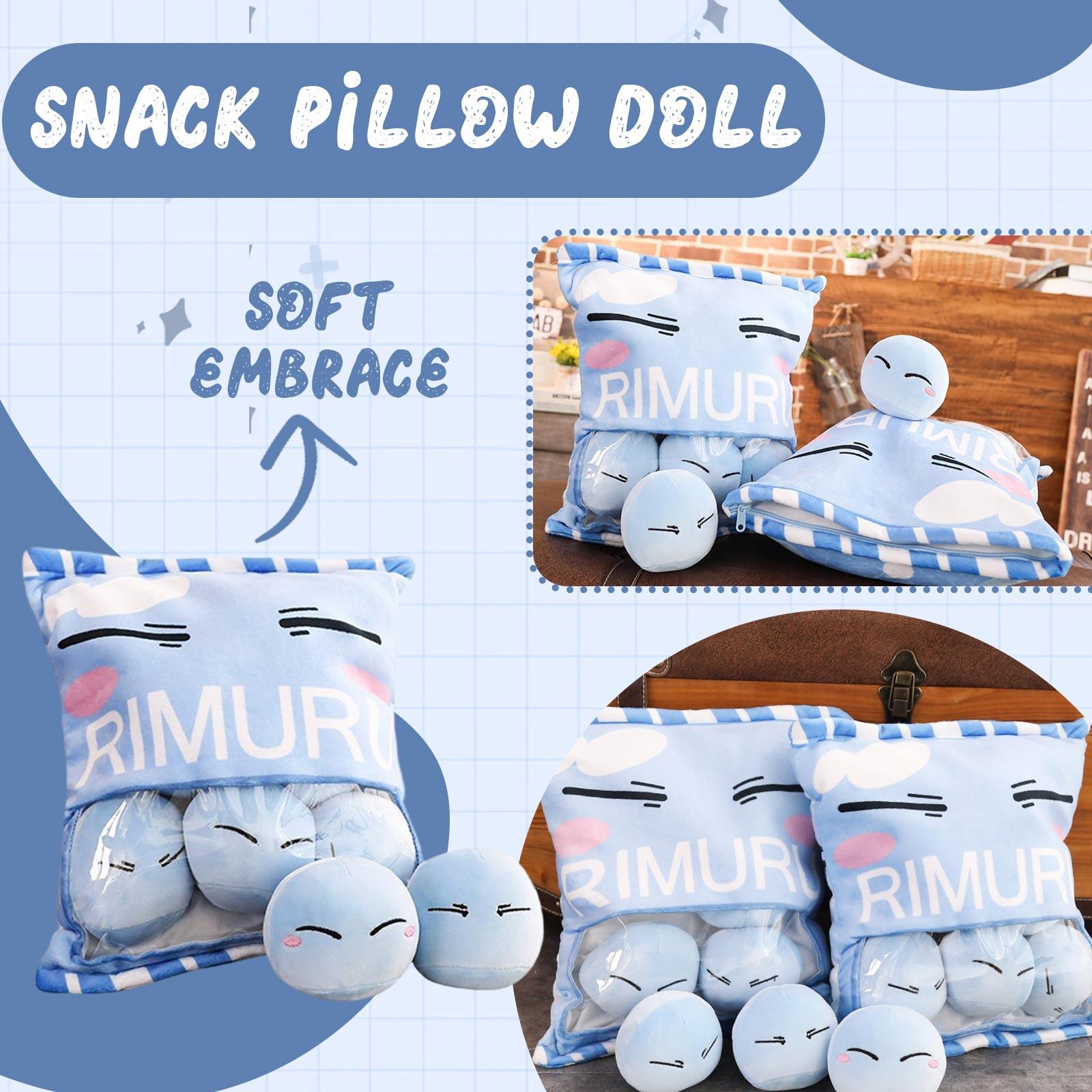 

Plush Soft Pillow Set Includes Multiple Small Plush Balls with Different Facial Expressions and a Large Pillow Case for Home and Travel Use One Size синій
