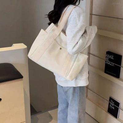 Large Capacity Canvas Tote Bags for Work Commuting Carrying Bag College Style Student Outfit Book Shoulder Bag
