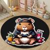 Minimalist Round Cat Multicolor Floor Rug, Non-Slip Floor Mat for Nursery