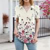 Damen Bluse Sommer Business Casual Arbeitstops Kurzarm Button-Down-Kragen V-Ausschnitt Bluse T-Shirt