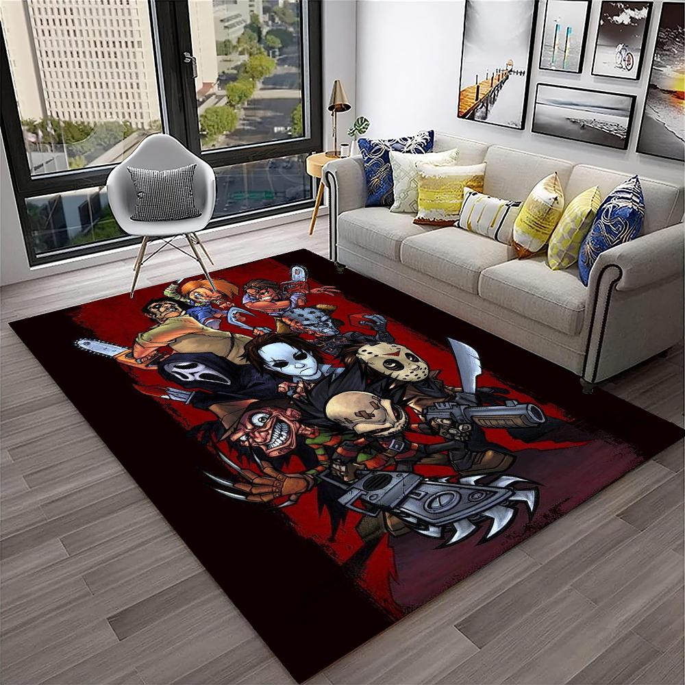 Horror Movie Scream Saw Halloween Cartoon Carpet Rug for Home Living Room Bedroom Sofa Doormat Decor,Area Rug Non-slip Floor Mat