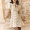 2026 Spring New Women's Clothing, Foreign Trade European and American Dresses, Fashionable and Elegant Waist Polka Dot Lantern Sleeve Short Skirts