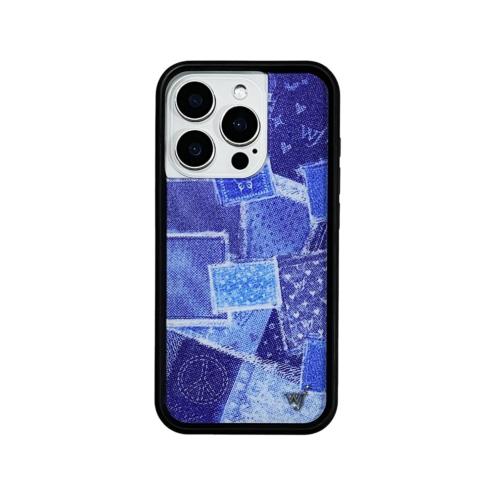 Wildflower fashion 3D Willow Nail Rose Cases for iPhone 12 13 14 15 16 Pro Max Plus 17 pro Cowboy splicing cloth wf Phone Case