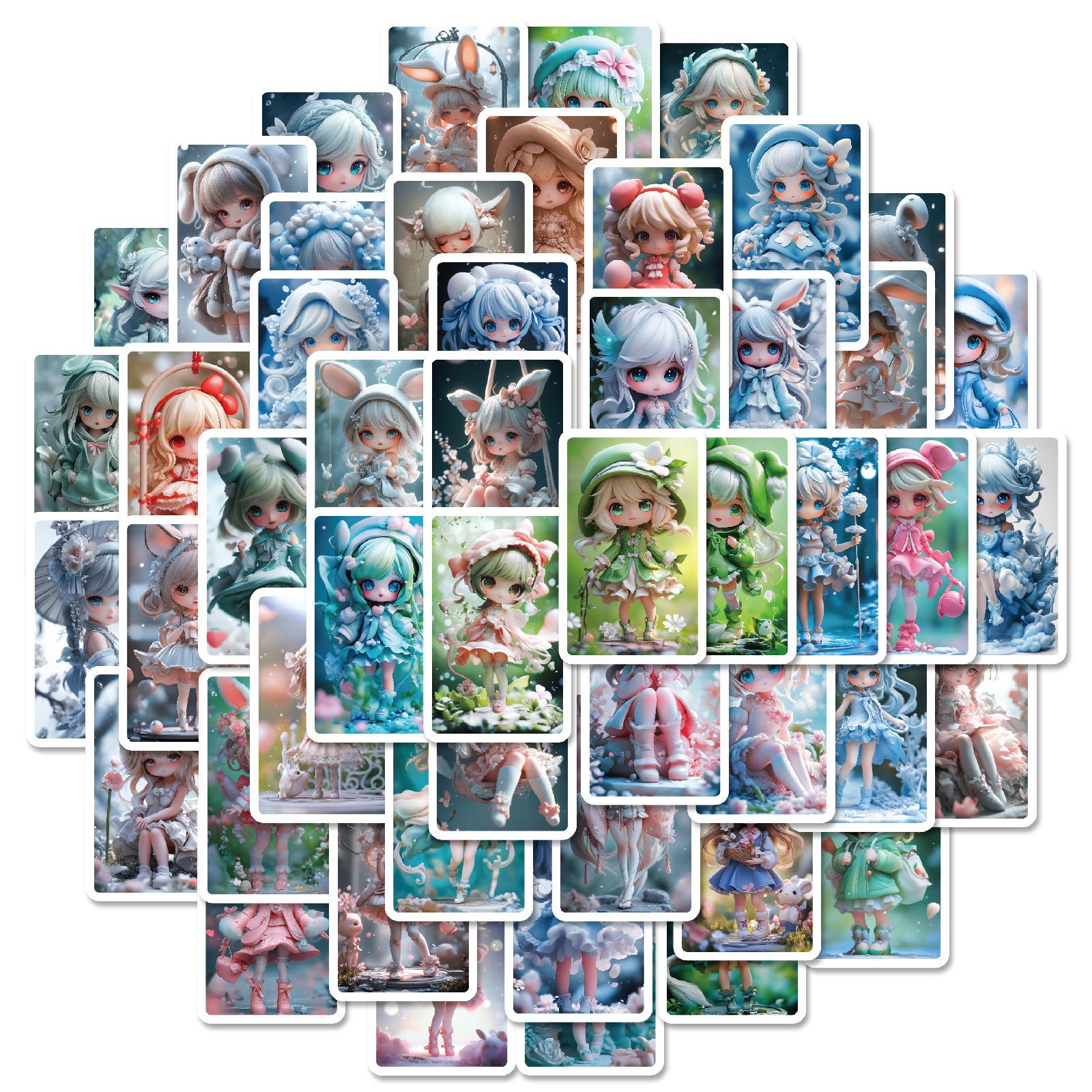 

Новые 50 мультяшных кукол, милые феи, 2D наклейки для девочек, декоративные наклейки