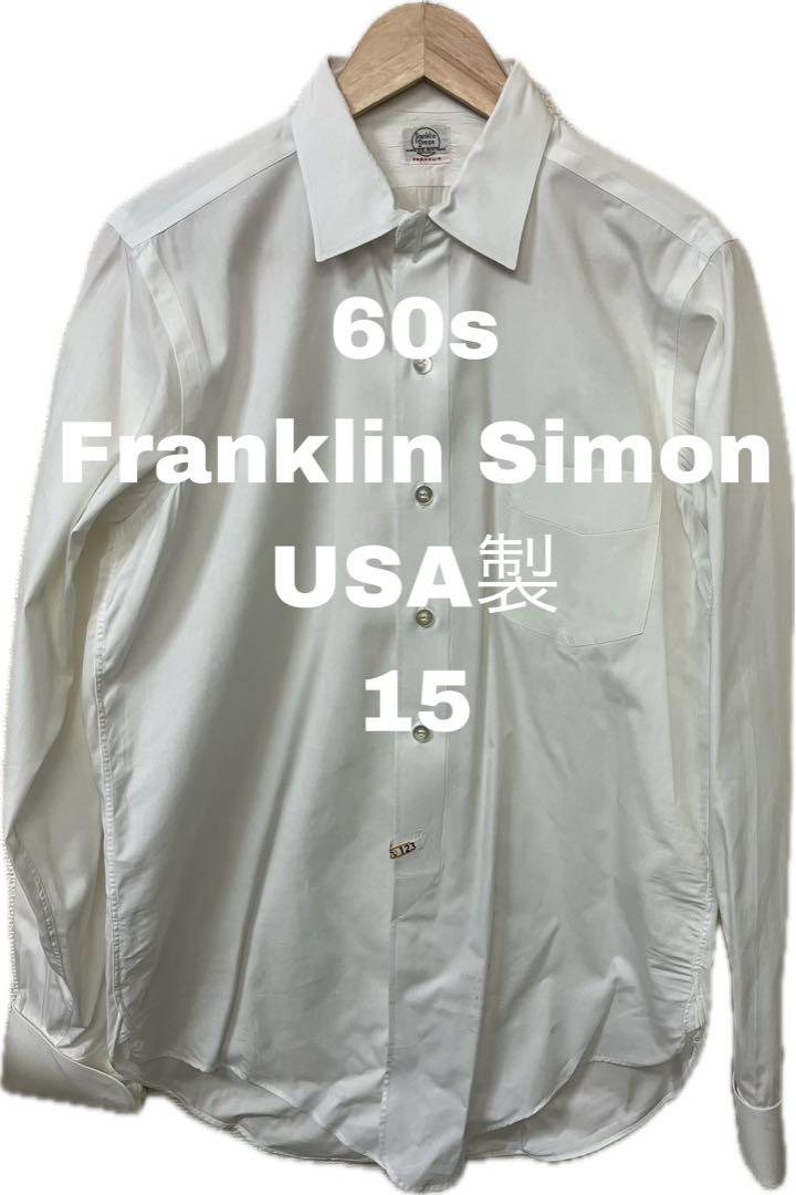 

[Б/У] Белая рубашка 60-х годов Franklin Simon, сделано в США, 15, универмаг