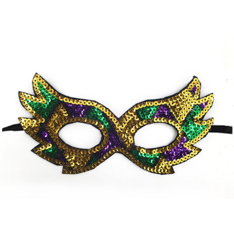 

1pc Purple Green Yellow Sequin Mardi Gras Masque Masquerade Venetian Carnival Half Face Mask Halloween Cosplay Accessories