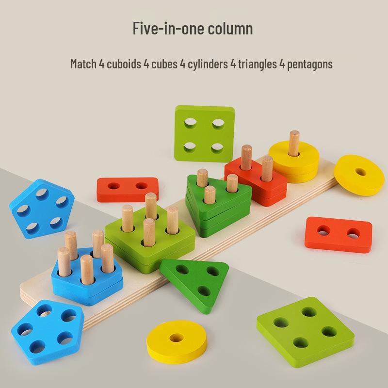 

Wooden Baby Puzzle Set: Geometric Shape Matching Blocks for Early Learning