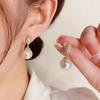 French Temperament Crystal Stud Gold Tone Baroque Imitation Pearl Dangle Earrings for Women Bride Wedding Earrings Jewelry Gifts