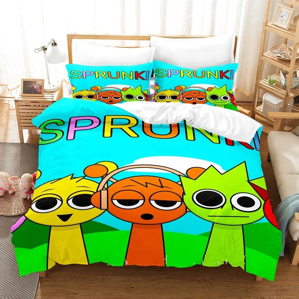 2026 NEW Teens Gifts Duvet Cover Set Game Sprunki Cartoon Bedding Set Quilt Cover Skin-friendly and Breathable for Bedroom Home
