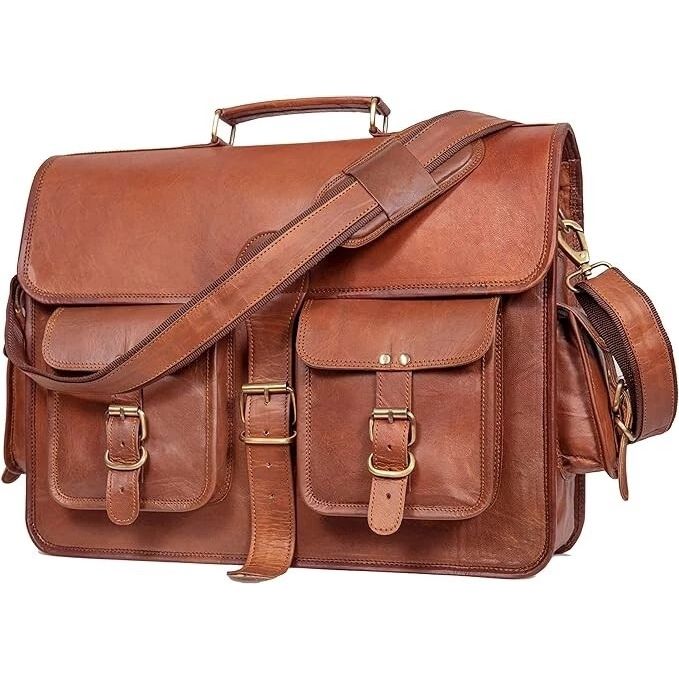 Bag Leather Laptop Messenger Briefcase Shoulder Mens Men Genuine Vintage Satchel