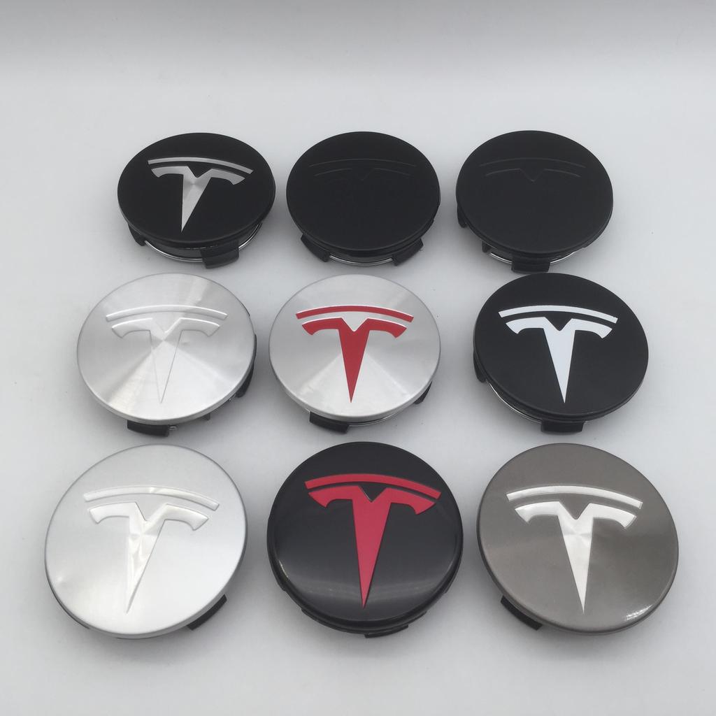 CJEY4 4pcs 57mm 56mm For Tesla Model 3 Model Y Model S X Car emblem Wheel hub Center Cap Badge covers Decals Styling accessories