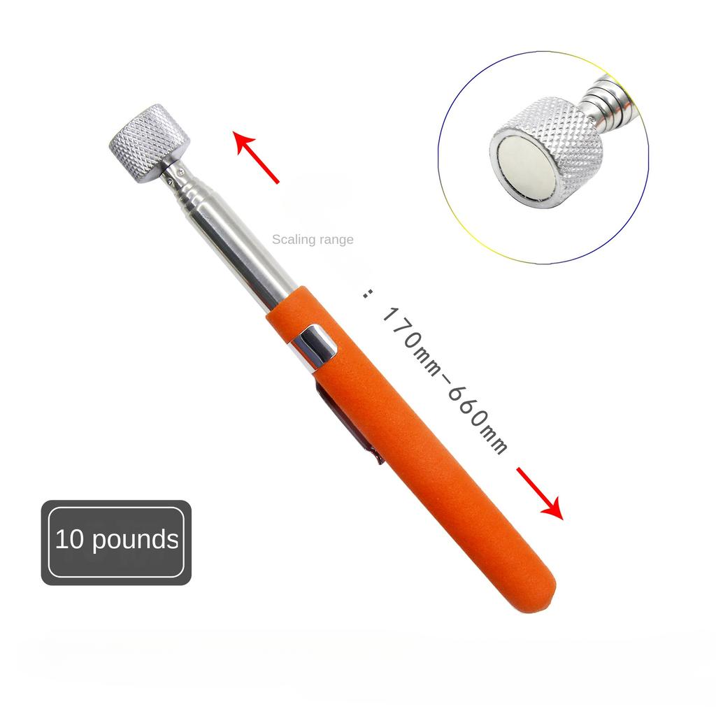 Metal 25810LB Pickup Stick Portable Metal Suction Stick Retractable Magnetic Pickup Auto Repair Tool with Light Magnetic Rod