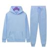 Autumn/Winter Solid Color Hooded Sweatshirt and Sport Pants Set - Unisex Casual Two-Piece