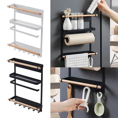 Metal Magnetic Fridge Shelf Space Saving Side Hanging Side Hanging Holder Kitchen Storage Rack Home Organization