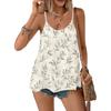 Women Sleeveless Floral Print Double Layer Camisole Top Lightweight Spaghetti Strap Summer Blouse Casual Loose Fit Shirt