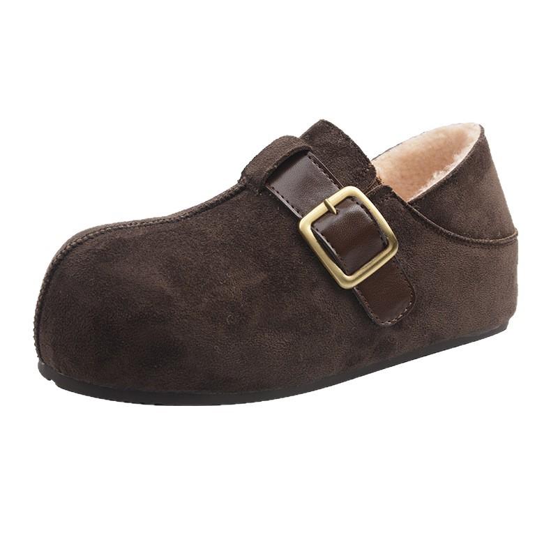 Inner heightened thick-soled bag head slippers women's 2025 autumn new retro belt buckle lazy outer wear Birken all-inclusive cotton shoes