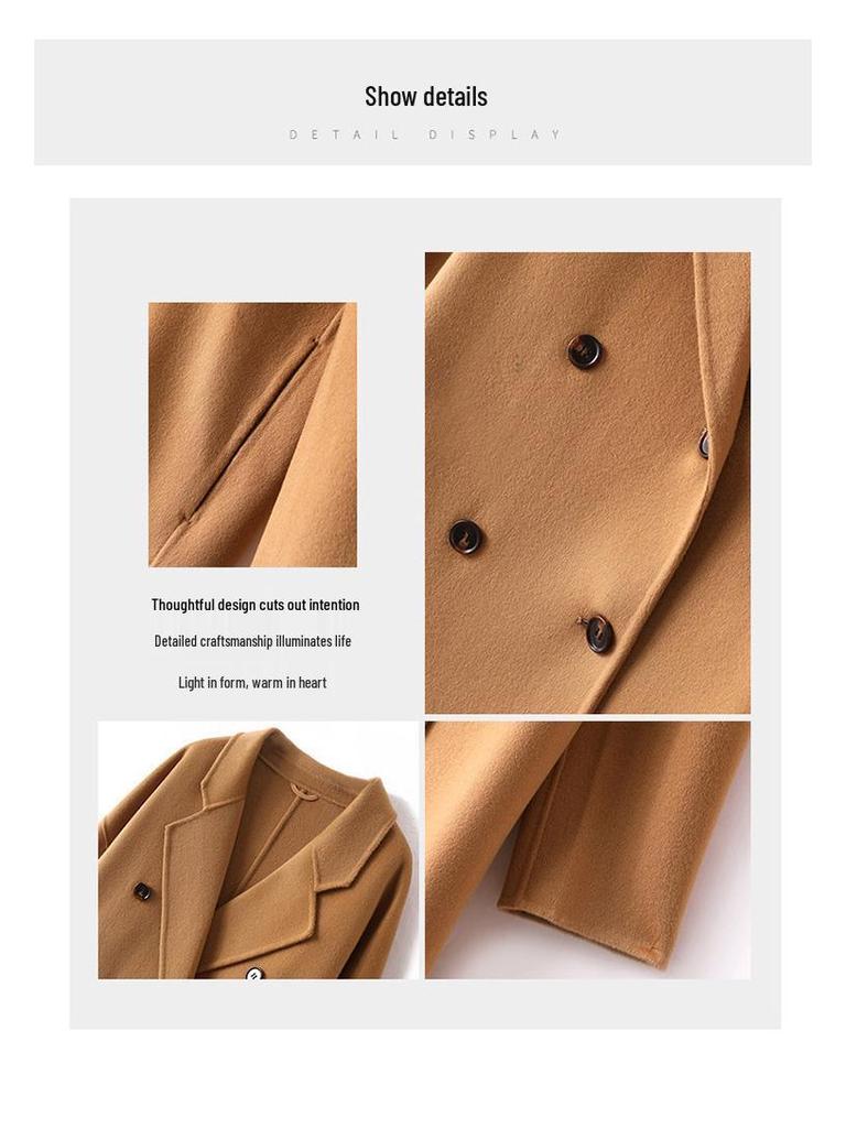 2024 Autumn Double-Breasted Woolen Women's Mid-Length Loose Coat