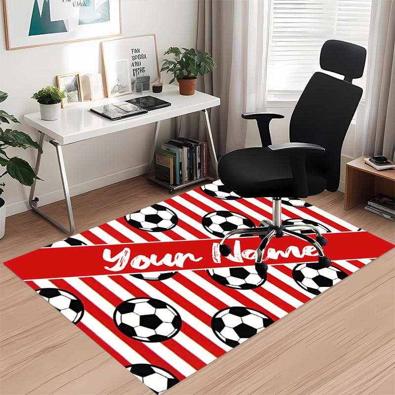 Benutzerdefinierter Fußball-Teppich mit Namen, für Bürostuhl, Wohnzimmer, Schlafzimmer, Küche, Dekor, Geschenke.