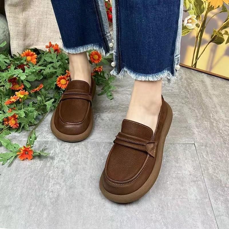 

2024 новые повседневные туфли Lefu в британском стиле с круглой головкой и одной педалью 42 темно-коричневого