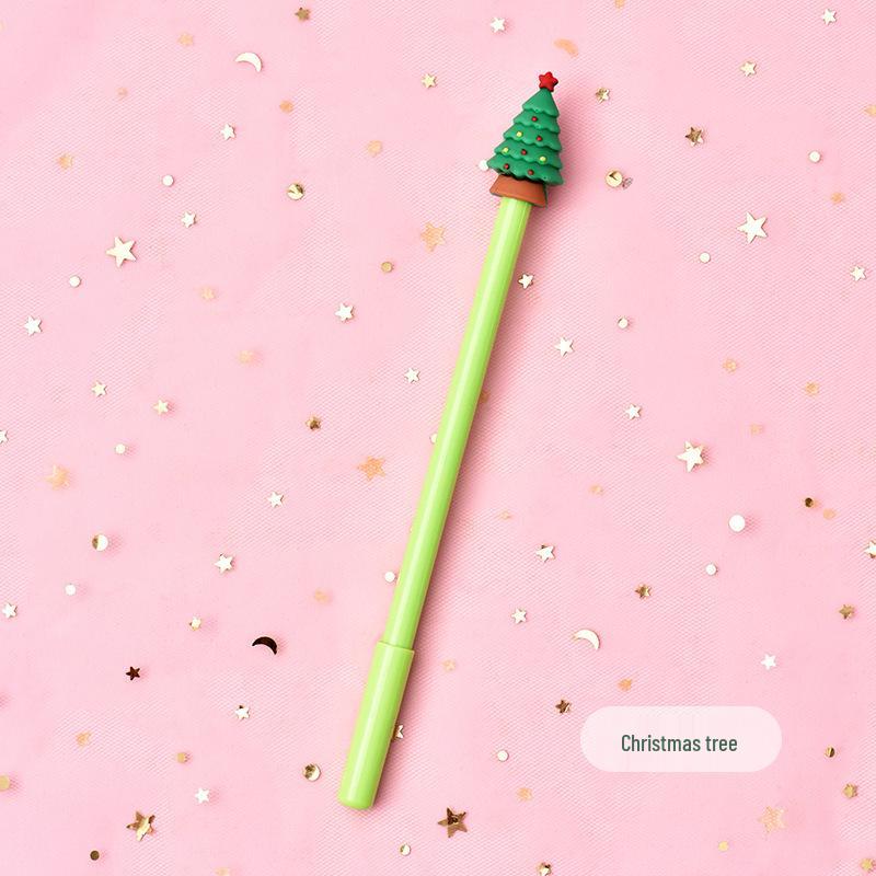Festive Cartoon Christmas Pen: Cute Black Ink for Students