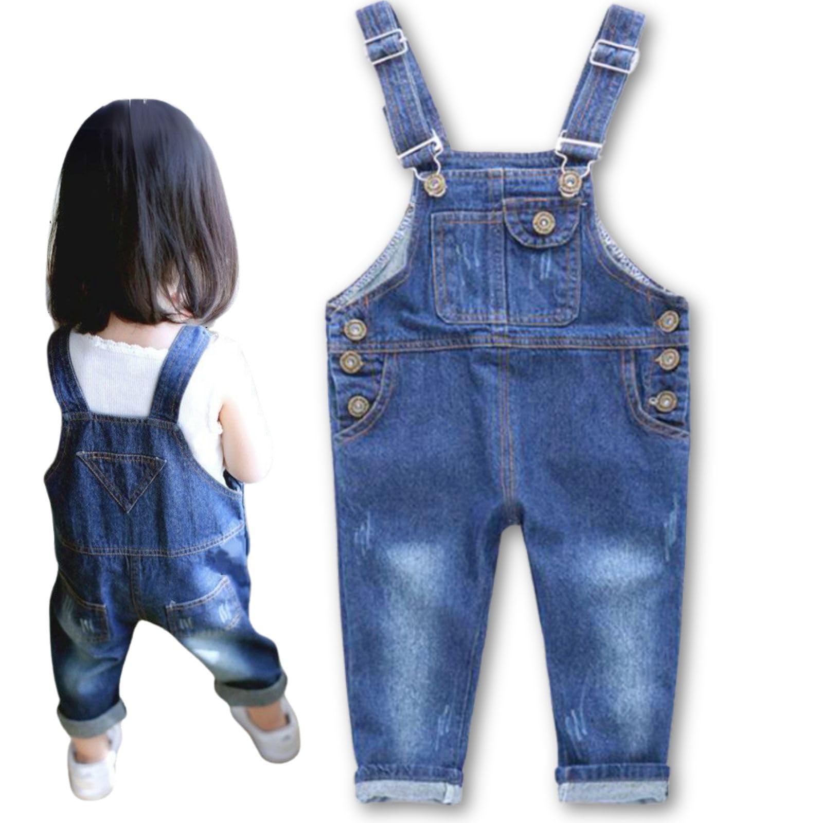 

Dea Bona Children s Overalls, Distressed Denim Jeans Jumpsuit, for Boys and Girls, All Seasons (Size 80)