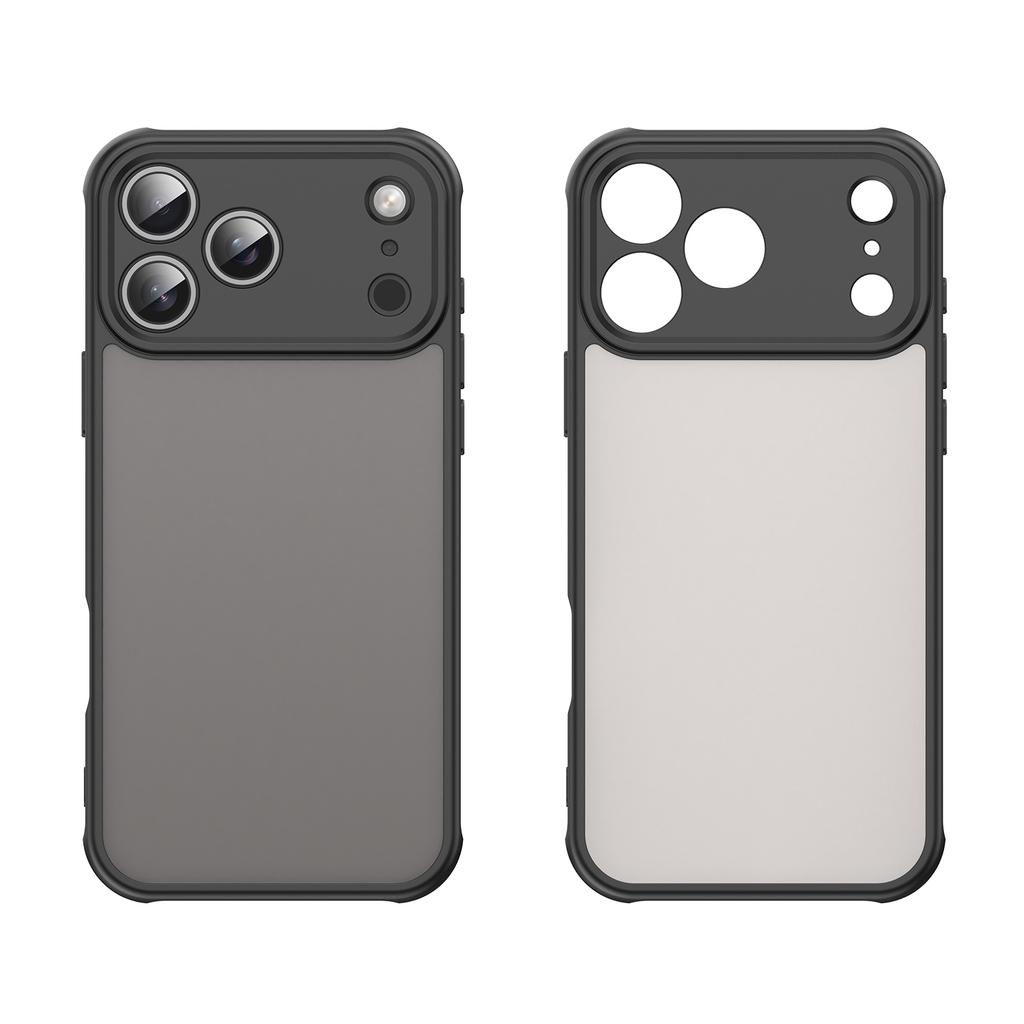 For iPhone 17 Pro Case Drop Proof Airbags Frosted Translucent PC+TPU Phone Back Cover