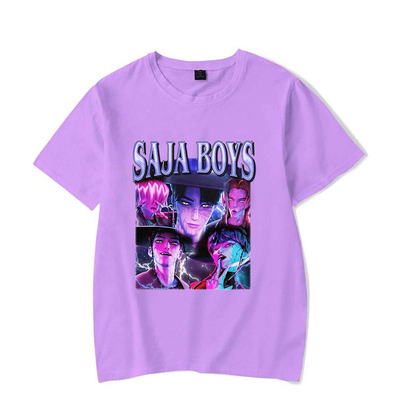 Hot Kpop Demon Hunters Saja Boys Print T-shirt Summer Casual Loose T Shirt Women Men Harajuku Shirts
