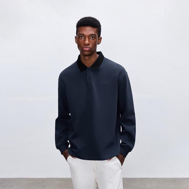 CHINISM Men s Heavyweight Long-Sleeve Polo Sweatshirt M