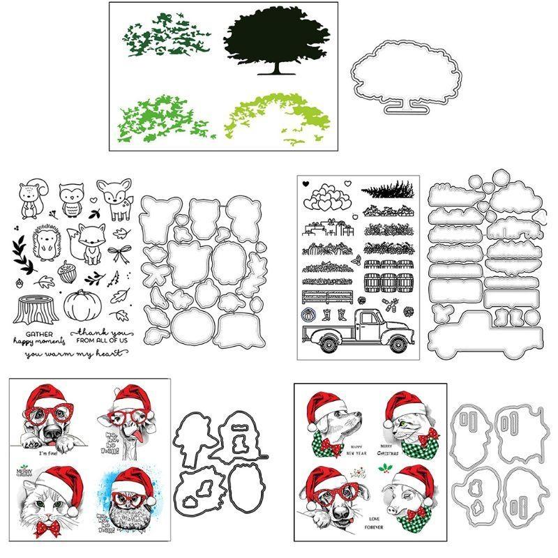 Animals Metal Cutting Dies with Stamp Transparent Silicone Stamp Die Cuts for DIY Christmas Birthday Party Decorations top sale