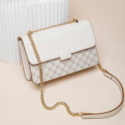 2023 neue Sommer Leder Kreuz-körper Tasche Mode Druck Schulter Tasche Einfache Textur Kette Kleine Quadratische Tasche