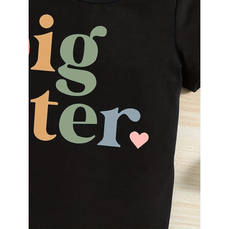 European sizes Toddler Girls Letter Round Neck Tees Top | Kids Summer Clothes
