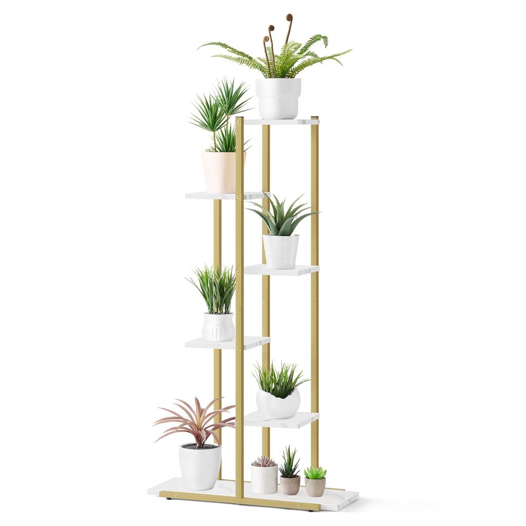 6-shelf flower stand - marble / gold legs