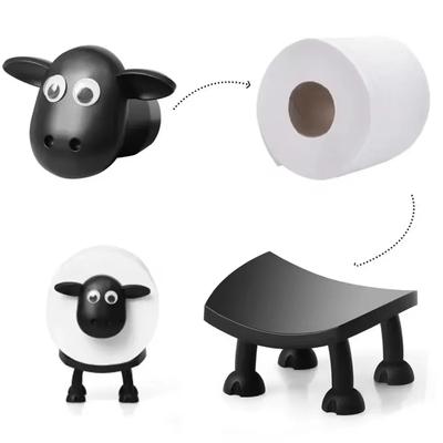2025 Summer Resin Sheep Toilet Paper Holder Stackable Animal Tissue Organizer Creative Bathroom Decor for Farmhouse Modern Homes