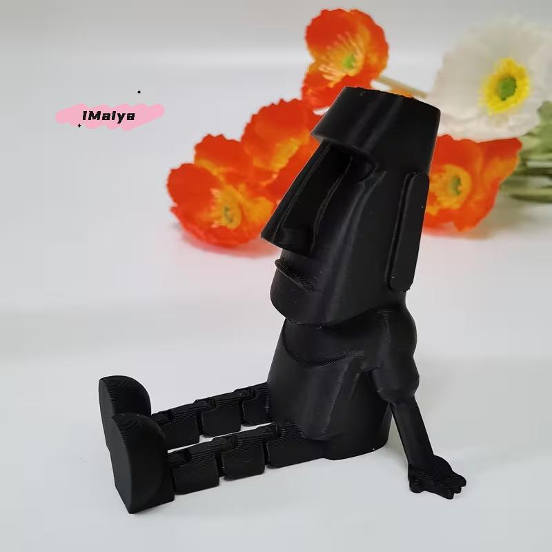 M-3D Printed Moai Statue Easter Island Moai Ornament With Movable Joints Collectible Figurine Home Desk Decor Party Gift