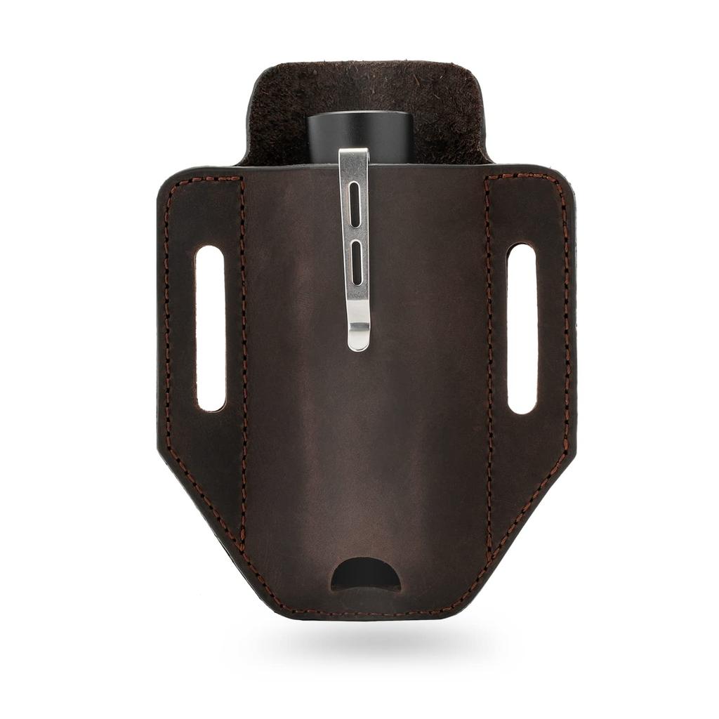 VIPERADE PJ31 Belt Flashlight EDC Pocket Pouch Leather Belt Sheath EDC Holster Multi-Tool Sheath, Holster, Men's Sheath, (Brown)
