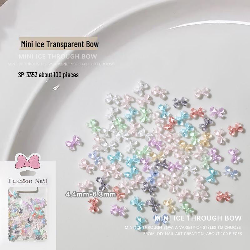 

100 Мини Прозрачных Смоляных Бантиков Украшения для Нейл-арта