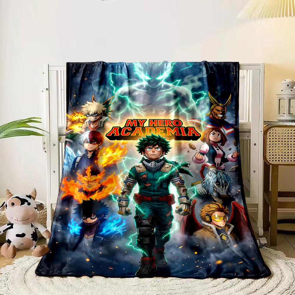 

A glowing central hero surrounded by fiery, vibrant characters and powers. for all seasons blanket lunch break throw gift 80cm x 120cm