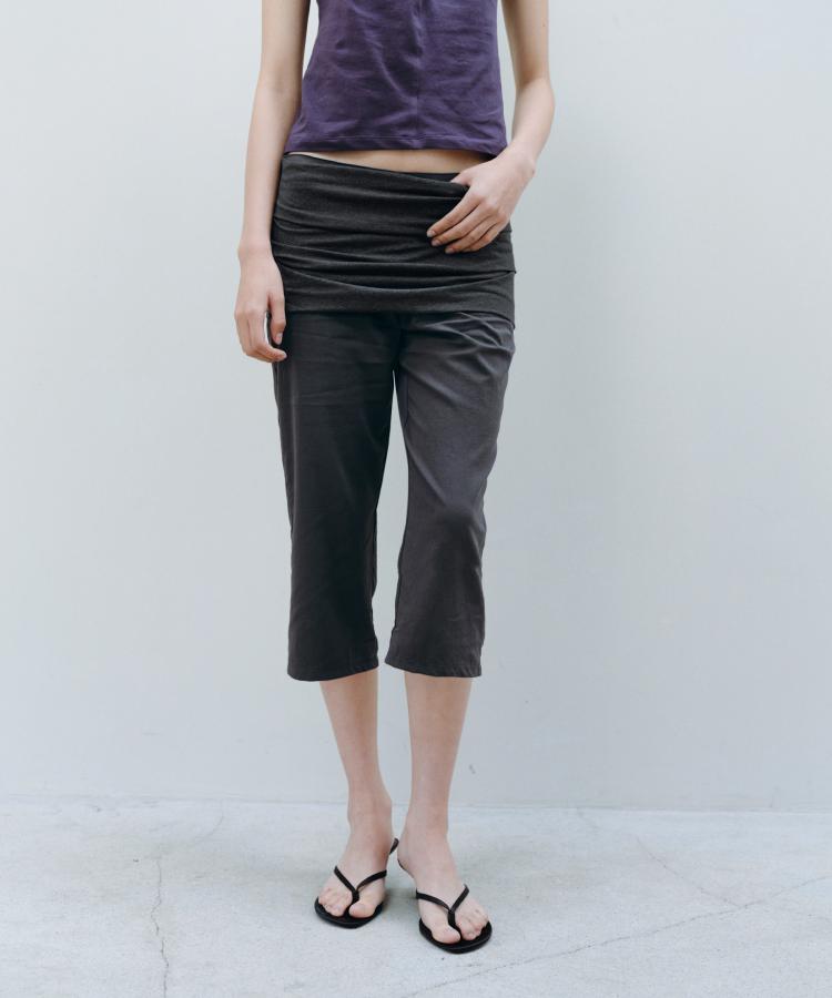 Kasel Layered Detail Capri Pants, Charcoal