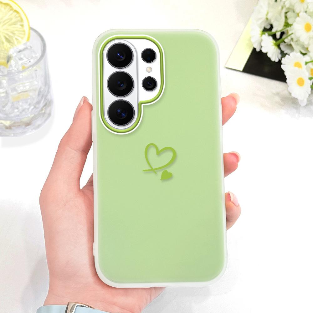 Simple Love Heart Phone Case For Samsung Galaxy S26 S25 S24 S23 Plus Ultra 5G Candy Colored Cover