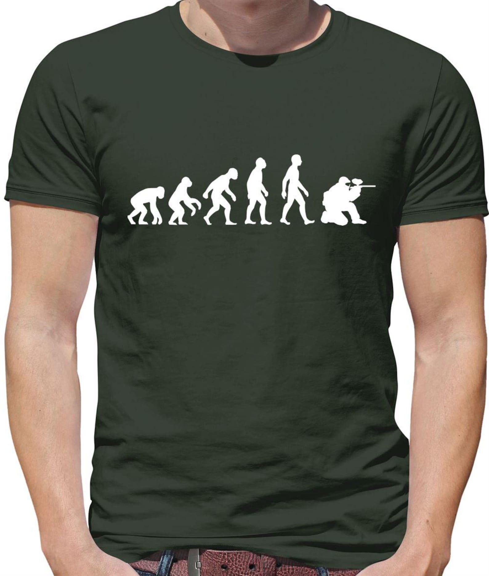 Evolution of Man Paintball - Mens Womens Kids T-Shirt - Paint Ball Shoot Shooter Balling Stag Do Shooting Funny Party 4XL