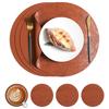 Wind-carved round leather placemat, anti-scalding and heat-insulating mat, waterproof and oil-proof plate mat, tableware mat, coaster